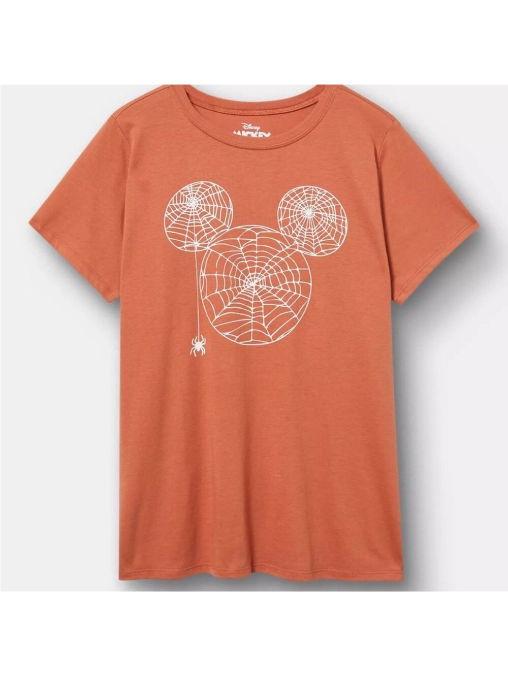 Disney Rust Orange Tee with White Spiderweb Mickey Graphic